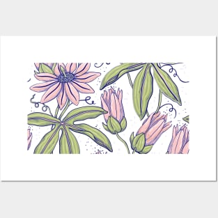 Pressed Pink Flower Watercolor Posters and Art